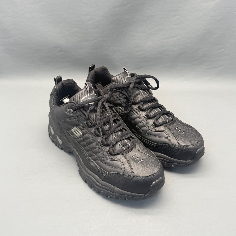 Skechers Energy After Burn Black Leather Athletic Sneakers Mens Size 13 50081